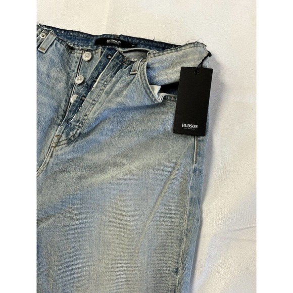 Hudson Jeans Womens Size 25 Sloane Distressed Denim Blue Jean Raw Hem Skirt NWT - Picture 2 of 7
